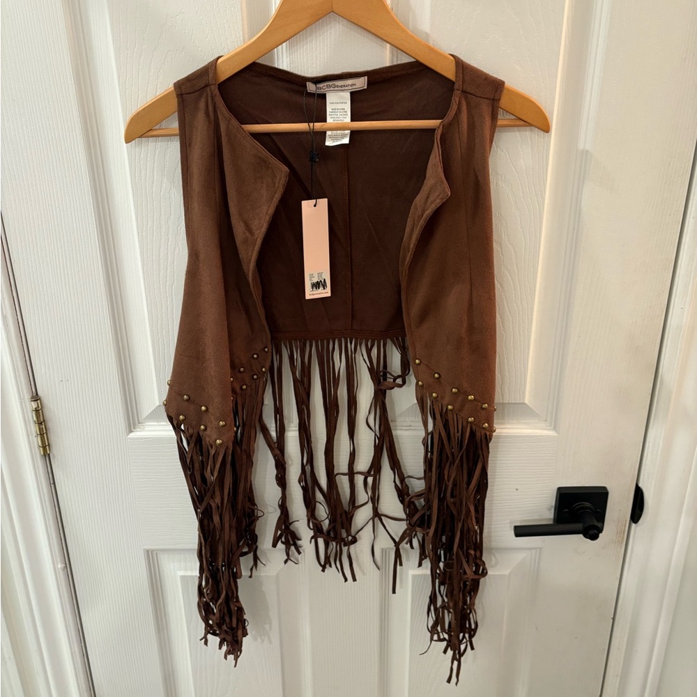 BCBGeneration Brown Vest with Fringe